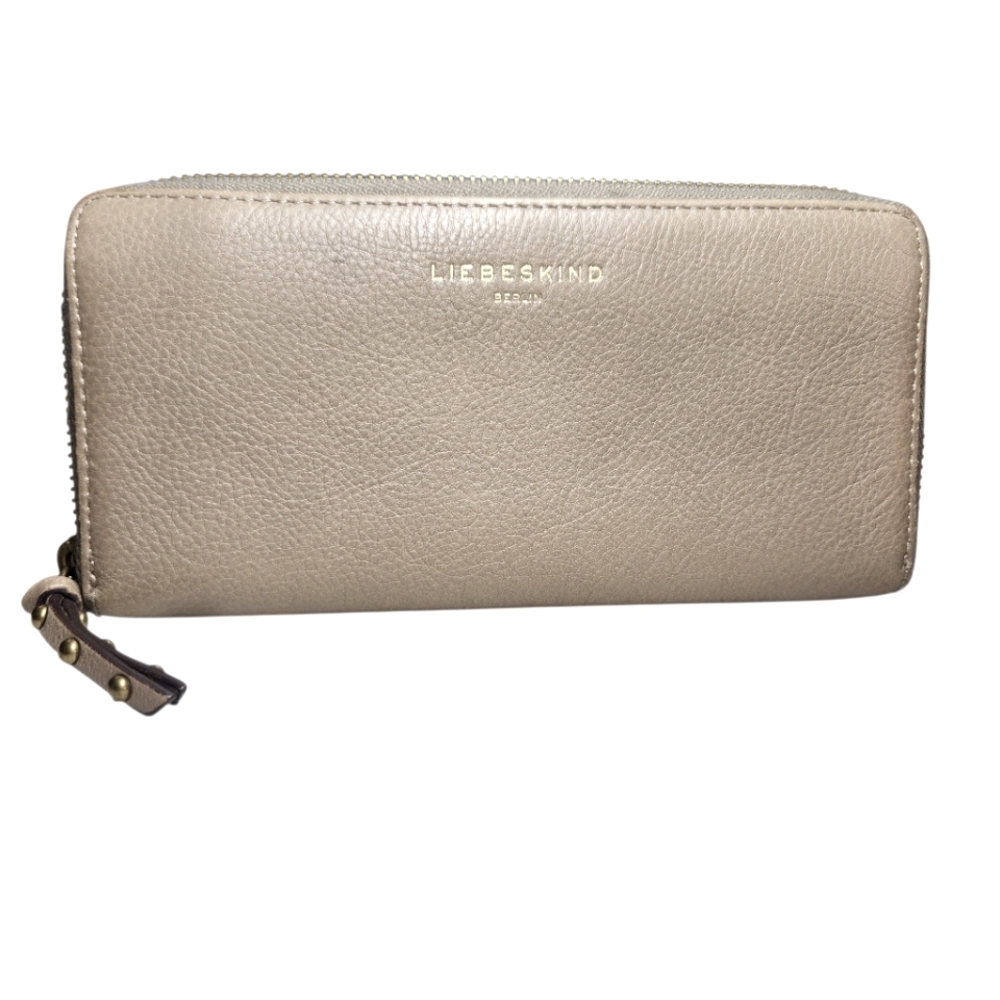 LIEBESKIND‎ Sally Wallet Milano Taupe Tan Leather Cow Hide Embossed Gold Luxury